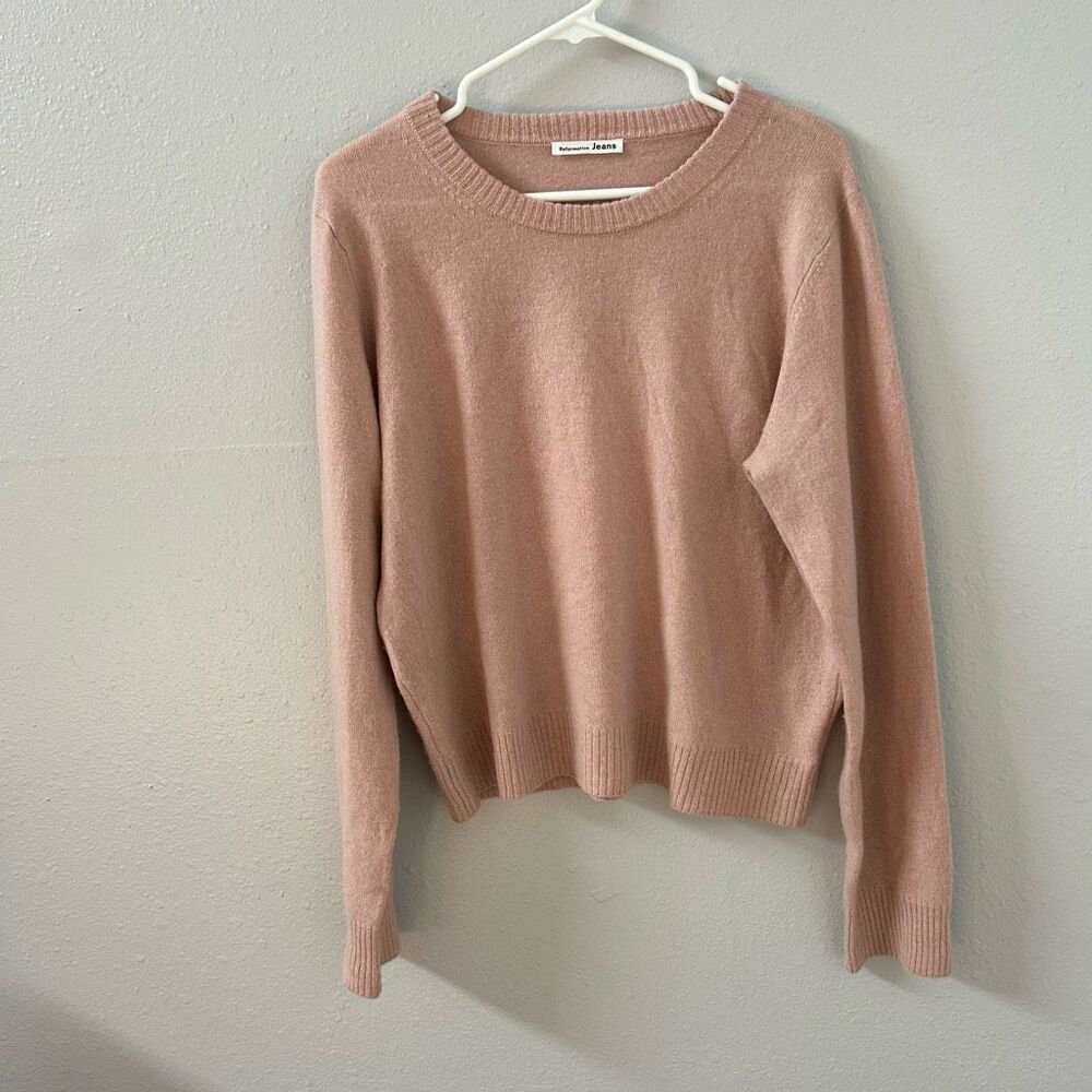 Reformation Jeans Recycled Cashmere Pink Crewneck Sweater Size XL